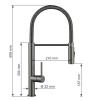 Pure.Sink Luxion Gun metal professional kitchen faucet with flexible spout and 2 spray modes PLXFLEX-61